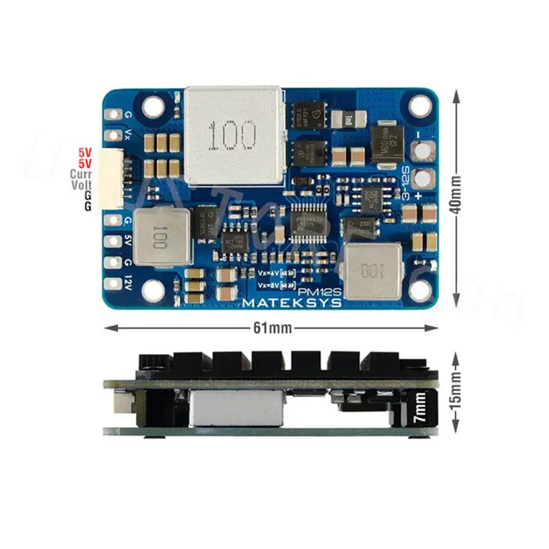 

61X40X15mm MATEK PM12S-3 силовой модуль 3-12S LIPO 5V 9V VX BEC с радиатором для RC Multirotor Fixed-Wing Aircraft FPV Cinelifter