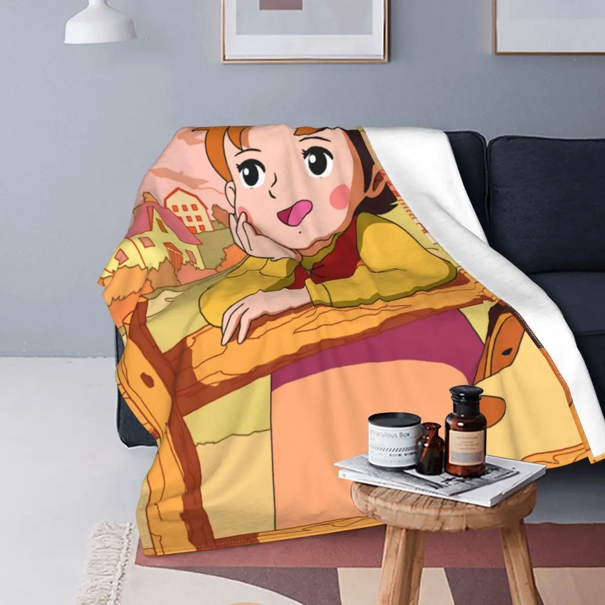 

Флисовое одеяло Heidi Think для дивана, теплое фланелевое одеяло с мультяшным аниме Alps Mountain Girl, одеяло для кровати, автомобиля, дивана, стеганое о...