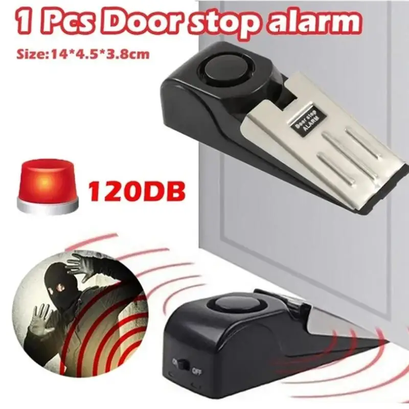 

120db Wireless Door Stop Stopper Alarm Block Blocking System Anti-theft Burglar Stop System Security Home Wedge Shaped