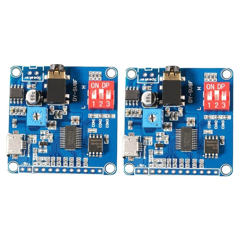 

2Pcs Voice Playback Module MP3 Music Player Voice Prompts Voice Broadcast Device UART I/O Trigger Amplifier Board