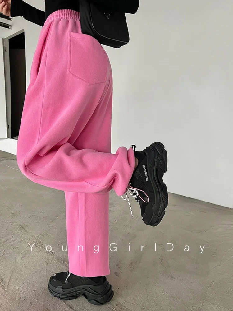 Женские спортивные штаны для бега QWEEK розовые большого размера Y2K уличная одежда