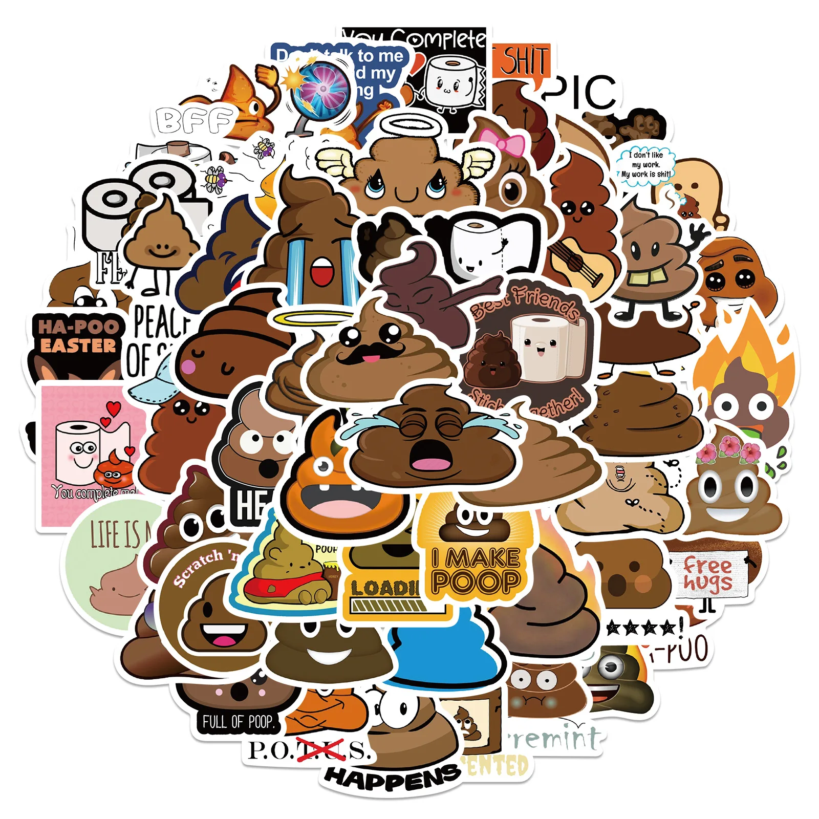 

10/30/60pcs Funny Poop Meme Stickers Label Cartoon Spoof Shit Decal Kid Toys DIY Stationery Mobile Phone Notebook Bike Guitar
