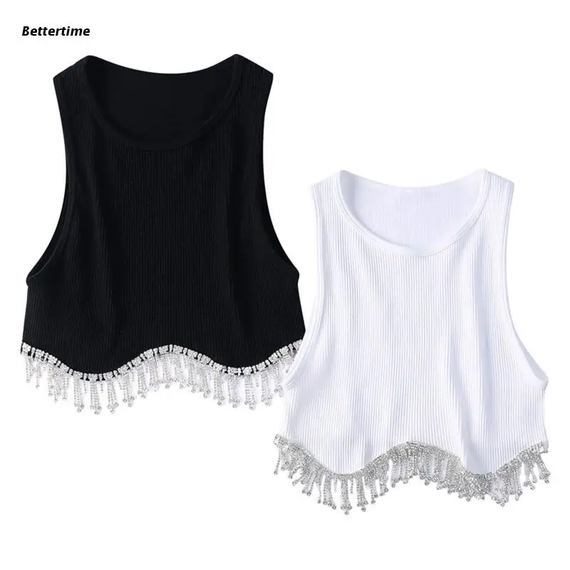 

B36D Женские топы с круглым вырезом, подходящие ко всему топы с кисточками