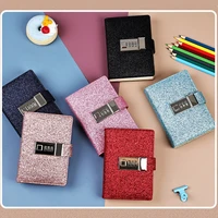 a7 portable password lock notebook colorful high flash leather matte feel small diary book planner agenda 2022 sketchbook