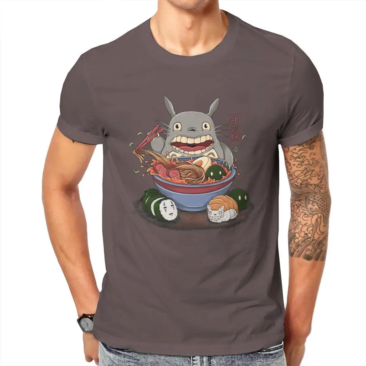 Men's T-Shirts Totoro Miyazaki Hayao Vintage 100% Cotton Tee Shirt Japanese Anime Kawaii Cartoon T Shirt Clothes New Arrival