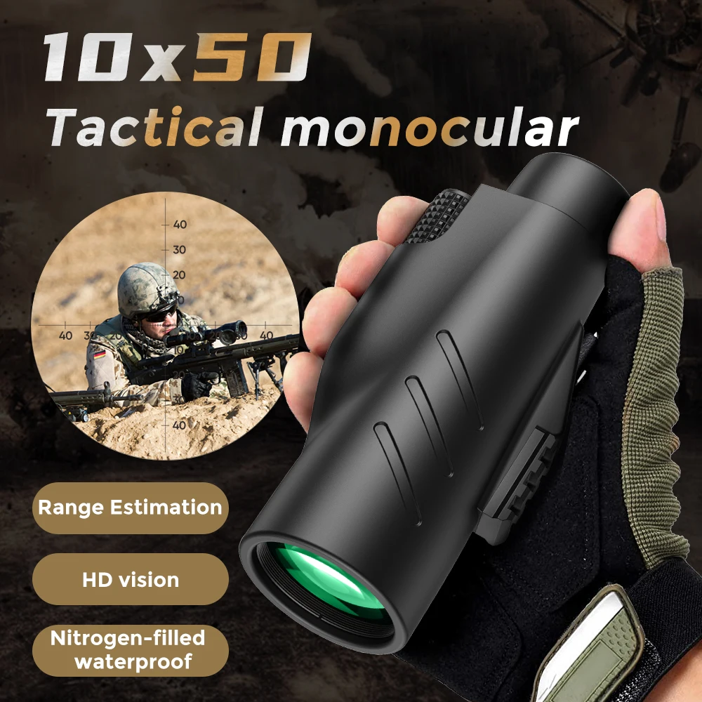 APEXEL Powerful Military Monocular 10X50 Professional Telescope BAK4 Prism Compact Monocle Lens Monoculars for Hunting Camping