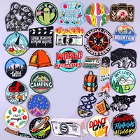 outdoor patch adventure embroidered patches on clothes letter stripes patch iron on patches for clothing stickers sewing badges
