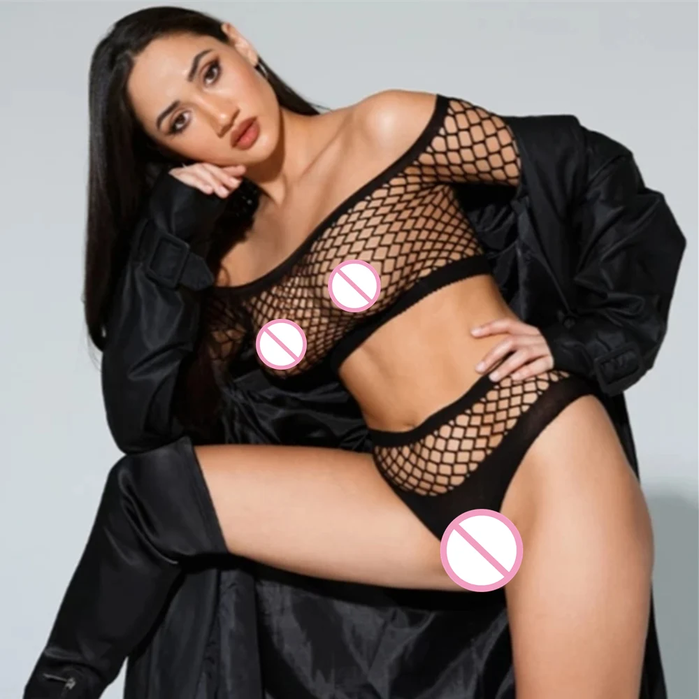 

Sexy Lingerie Set Fishnet Bodysuit Hollow Out Erotic Teddies Open Crotch Mesh Body Stockings Porno Underwear Costumes for Women