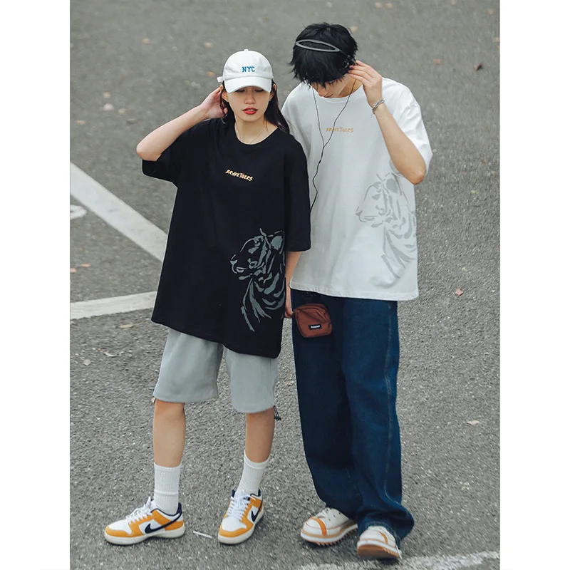 

Футболка мужская с принтом тигра и коротким рукавом, лето 2022