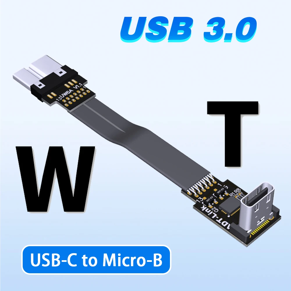 

USB 3.0 Type-C к USB 3,0 micro-B плоский FPV экранированный кабель Type C Micro B угловой Поддержка OTG 0,03 m-3m 5G/bps для аэрофотосъемки