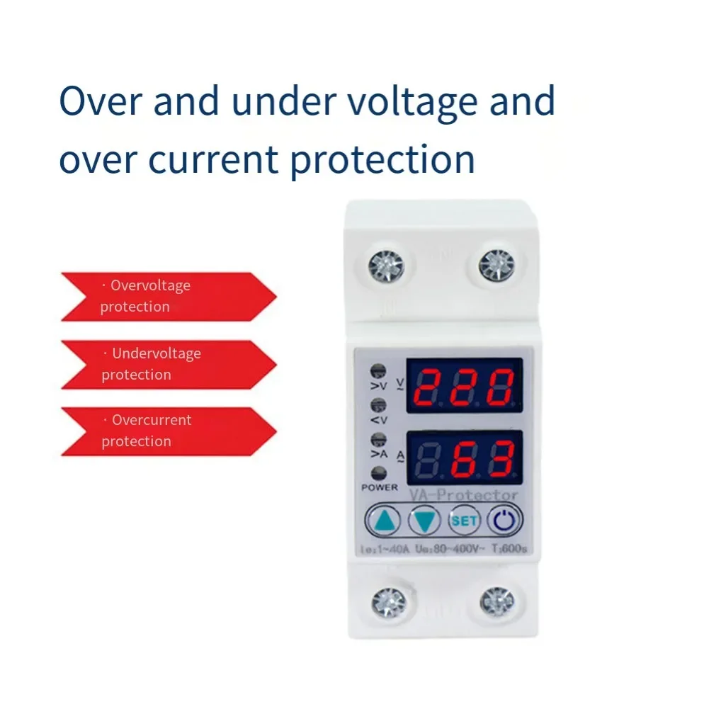 1 шт. реле защиты от напряжения регулируемое защита перегрузки/пониженного 40 А
