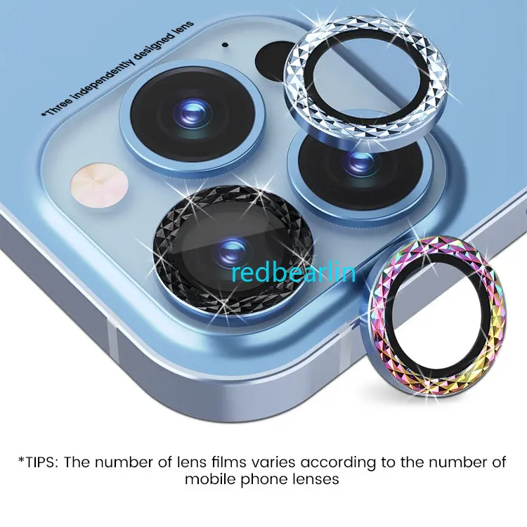 50pcs Lens Metal Ring Protector Glass For iPhone 12 13 14 Pro Max Camera Len Protect On iPhone Camera Protector Film with box