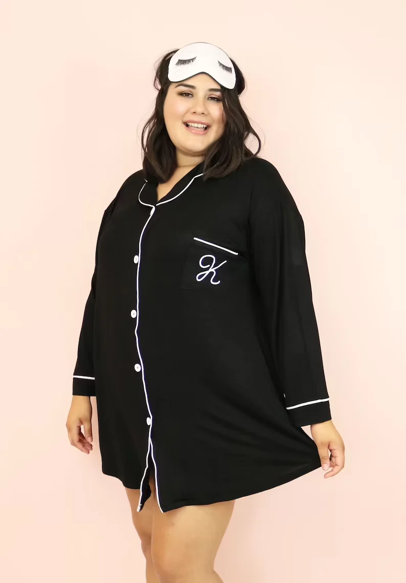 Personalized Bridesmaid Button Down Shirts Bridesmaid Sleep Shirts Bridesmaid Pajamas Monogram Bridesmaid Shirts Wedding Outfit