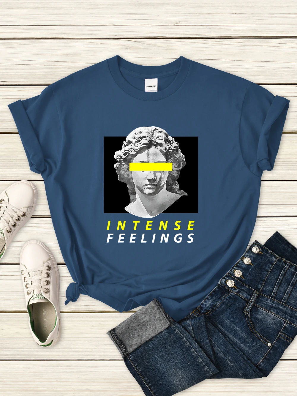

Intense Feelings Creative Funny Sculpture Tshirt Women Hip Hop Pulovers Clothes Street Casual Clothing Korean Fashion Tshirts