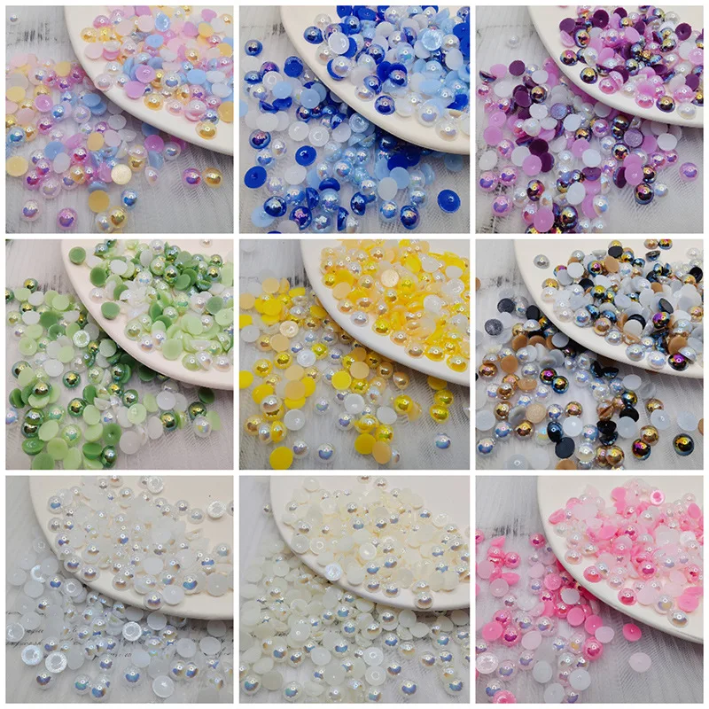 300/8000pcs flat nail pearls  2mm -10mm covered flashing plating make dreamful effect DIY handcraft part for flowers dolls toys