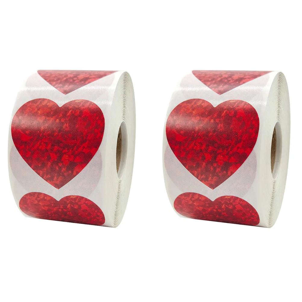 

2 Rolls Heart Sticker Envelopes Label Good Safe Nice Decal Heart Label Sealing Sticker for Decor Sealing