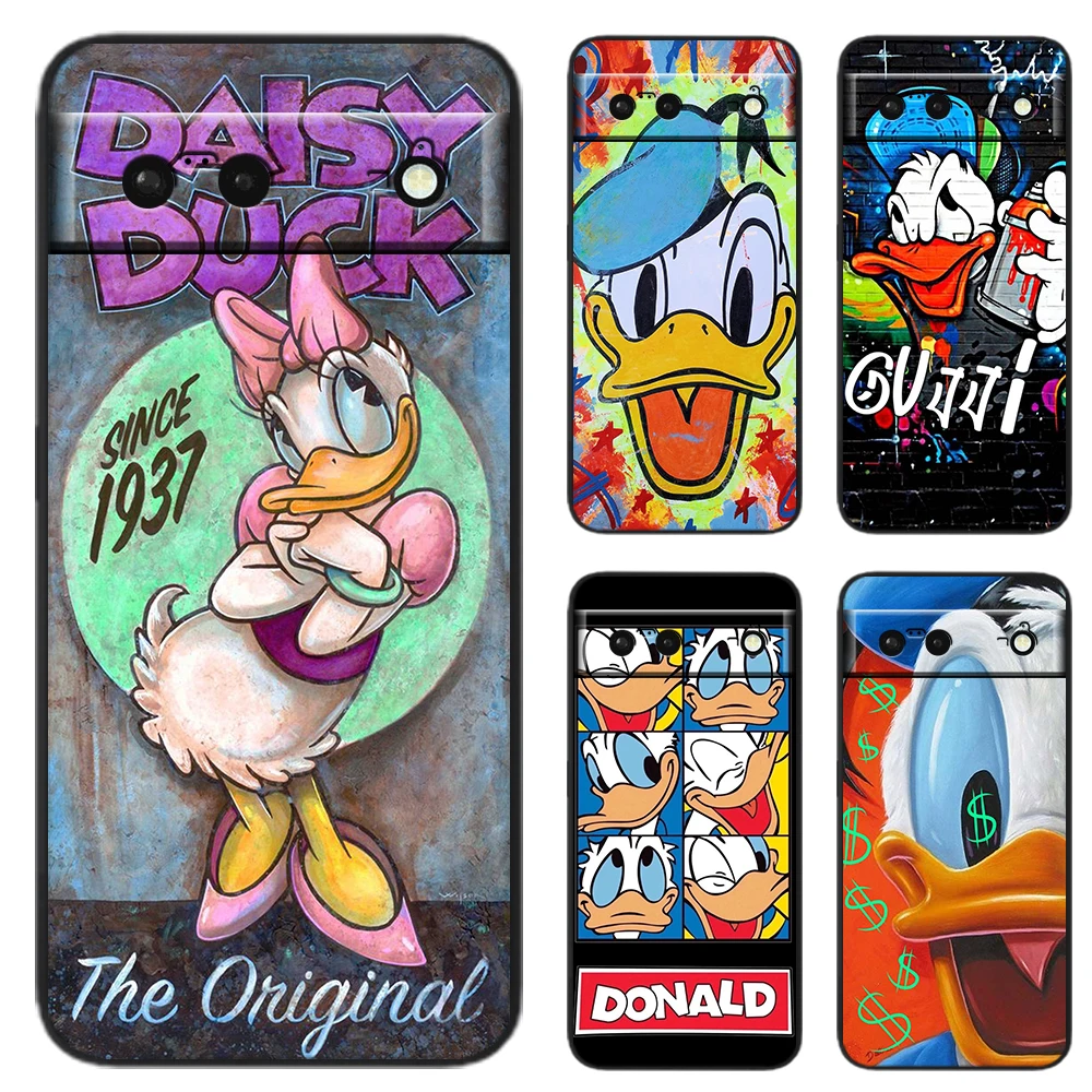 

Disney Donald Duck Daisy Cover For Google Pixel 7 6 Pro 6A 5A 5 4 4A XL 5G Black Soft Cover Fundas Coque Phone Case