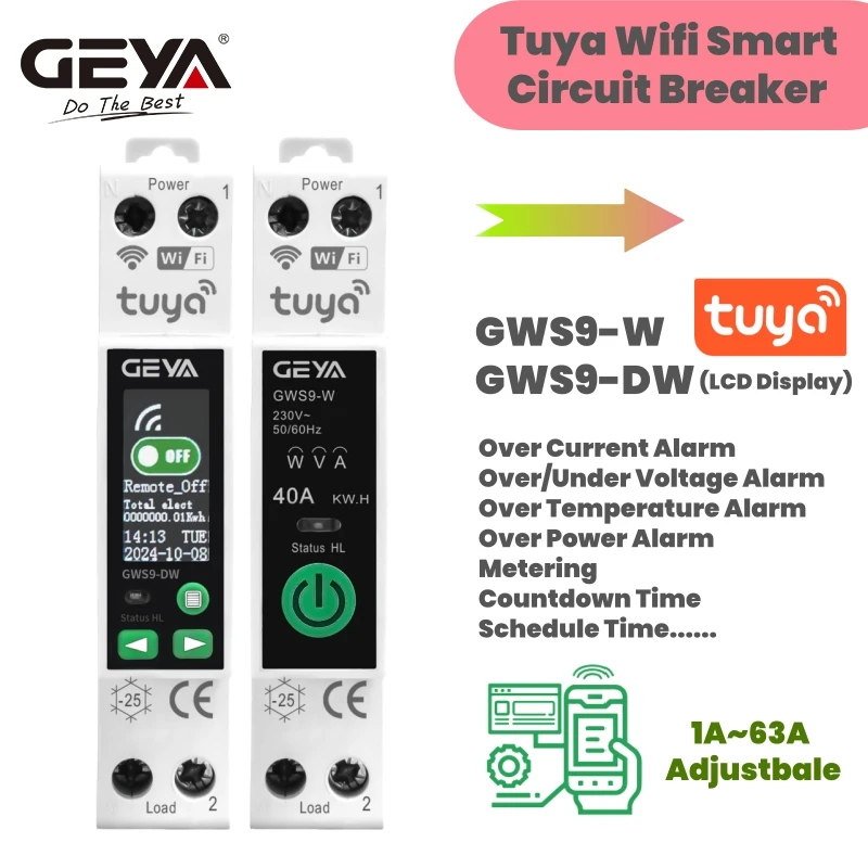 

GEYA GWS9 TUYA WIFI Умный автомат с измерением