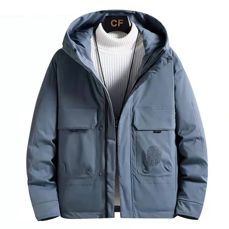 Hooded Down Jacket Men's Thickened Warm BreathableCasual Short Style Youth Coats Men Letter Print Fashion XXXL Clothing for Male