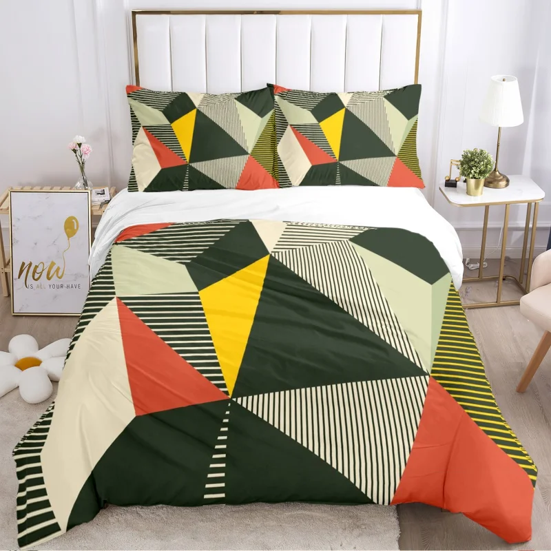 

Funny Classic Geometric Duvet Cover Comforter Bedding sets Soft Quilt Cover and Pillowcases for Teens Single/Double/Queen/King