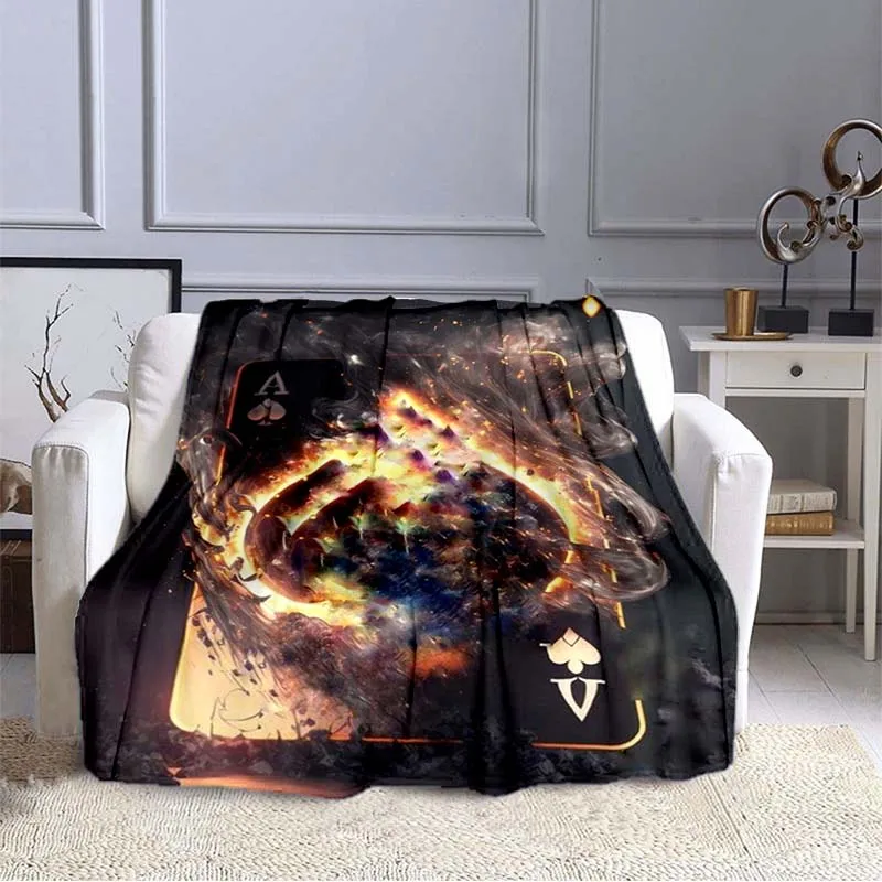 

Magical Fire Poker ACE Skull Blanket Sofa Cover Soft and Hairy Blanket Flannel Soft and Comfortable Home Travel Throw Blanket