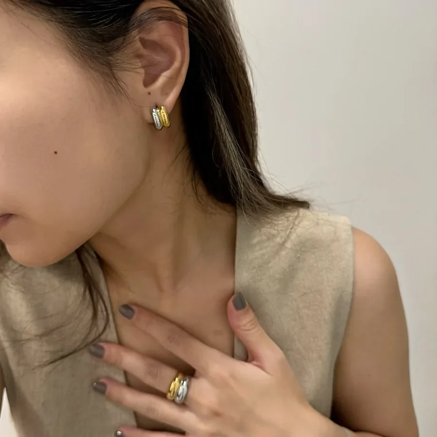 Уникальные серебряные серьги с блокировкой цветов женские простые модные