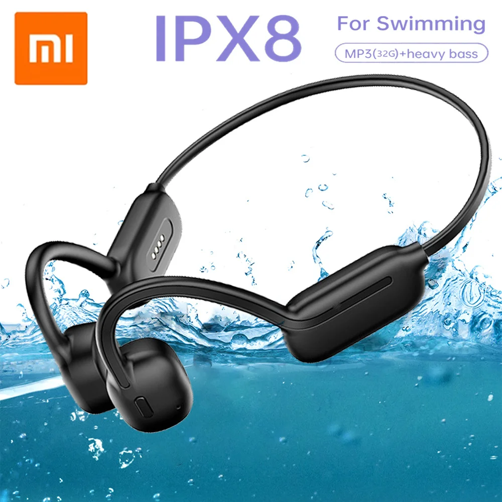 

Real Bone Conduction Headphones Swimming IPX8 Waterproof 32GB MP3 Player Wireless Bluetooth 5.3 Earphones for Sport HiFi Headset