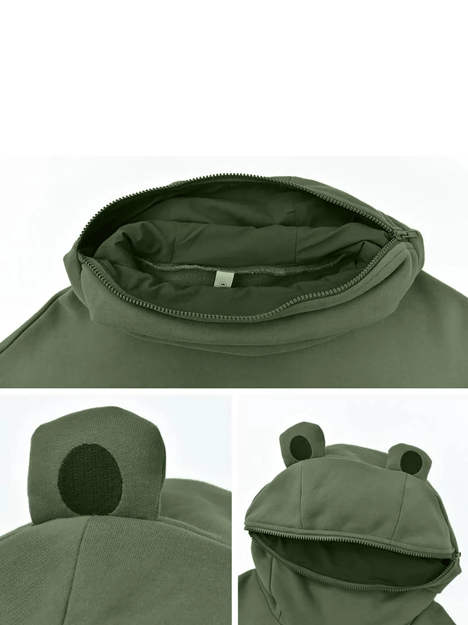 Autumn Winter Frog Hoodie for Women Sweatshirt Solid Color Hooded with Flap Pocket Casual Fashion Lazy Style Coat Loose Top