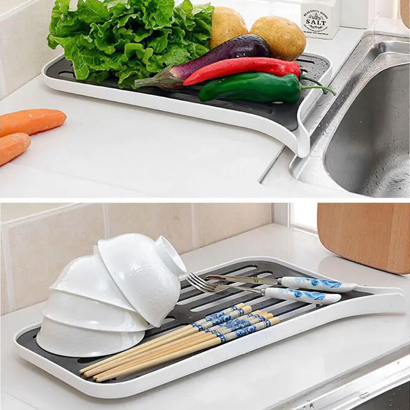 

NEW Plastic Drain Rack Dish Drainer Dryer Tray Large Sink Drying Rack Worktop Kitchen Organizer drying Rack kitchen rack
