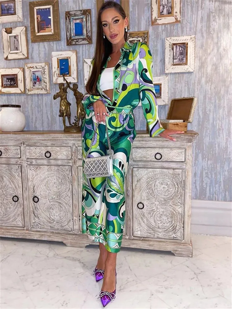 Женский комплект hirigin Y2K из 2 предметов с цветочным рисунком рубашка длинным