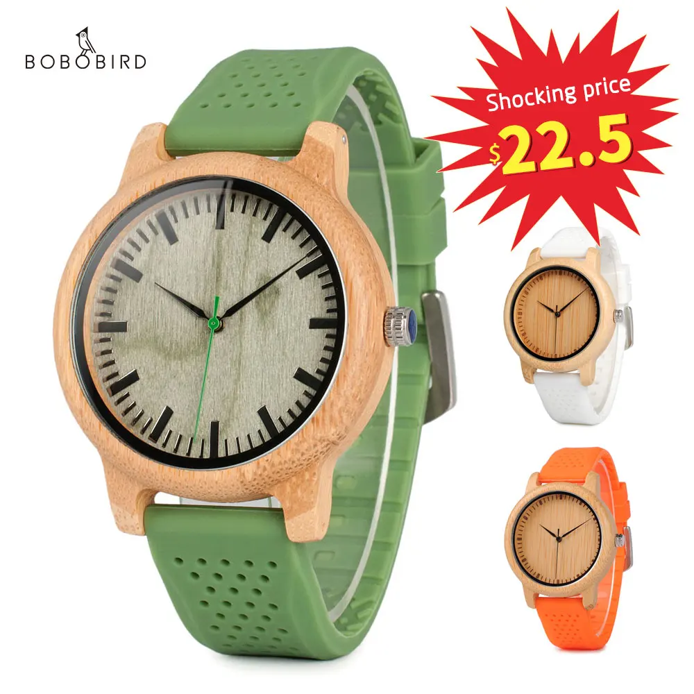

BOBO BIRD Bamboo Watch Men's Ladies Watch Quartz Watch Couple Watch Wooden Silicone Watch Valentine's Day Gift Item
