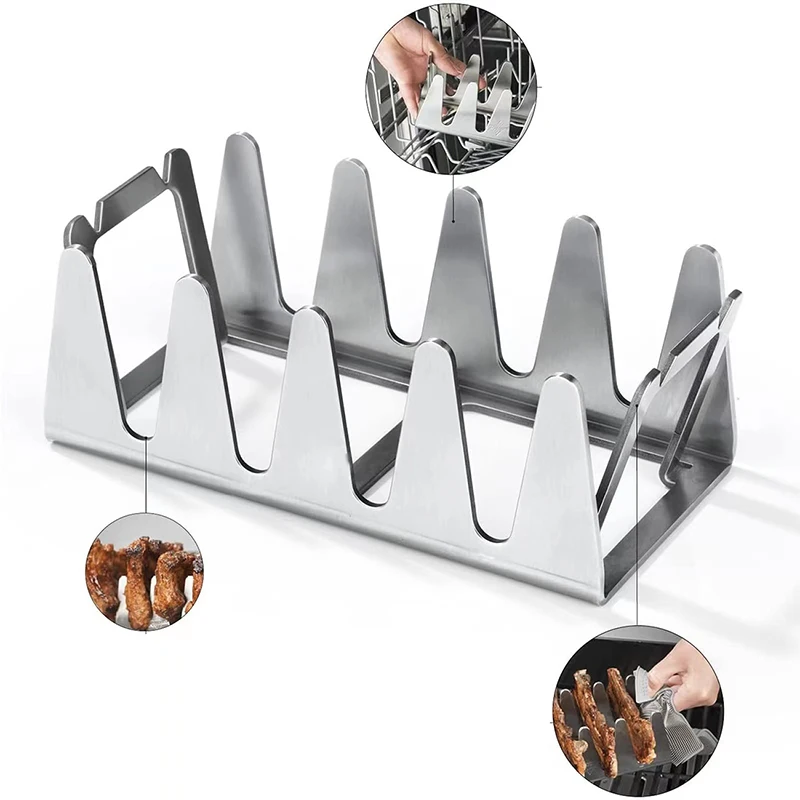 

Non-Stick BBQ Rib Rack Barbecue Steaks Racks Stainless Steel Chicken Beef Ribs Grill Camping Barbecue Cooking Roasting Tool