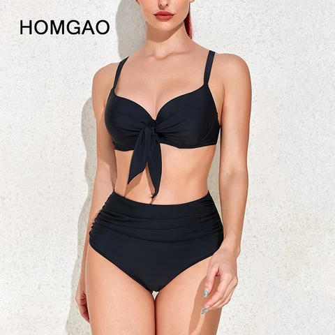 HOMGAO Sexy Push Up Women Two Piece Bikini High Waist Swimsuit Tummy Control Bathing Suit Swimwear 2022 Beach Wear Monokini