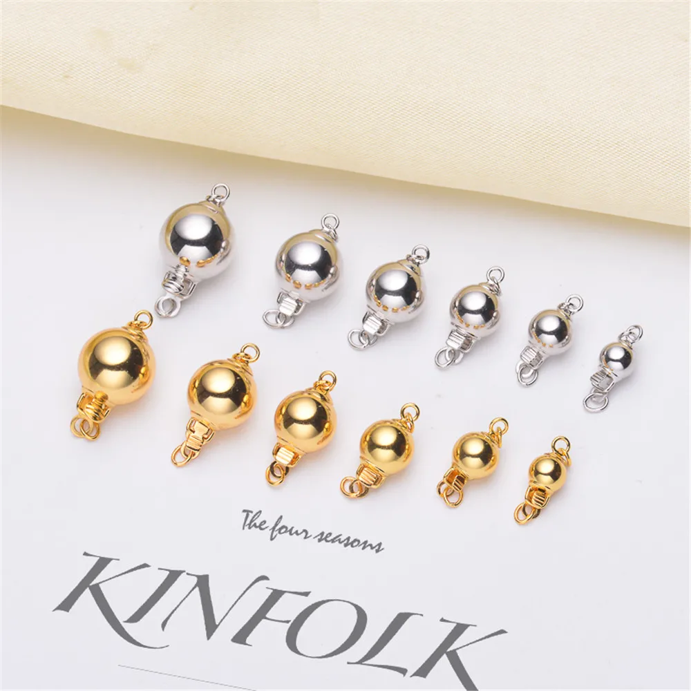 

Pearl necklace insert button S925 Sterling silver spherical hollow lantern ball insert button DIY jewelry end button
