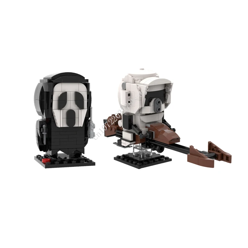 MOC Movie Characters Scream Movie Mask、Scout Trooper on Speeder Bike Brickheadz Building Blocks Cartoon Anim Figures Toys Gifts