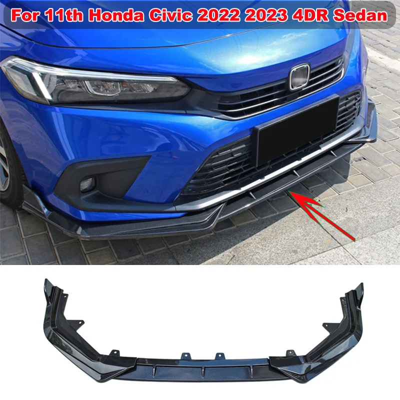 

For 11th Honda Civic 2022 2023 4DR Sedan Front Bumper Lip Spoiler Side Splitter Body Kit Deflector Cover Guard Car Accessories