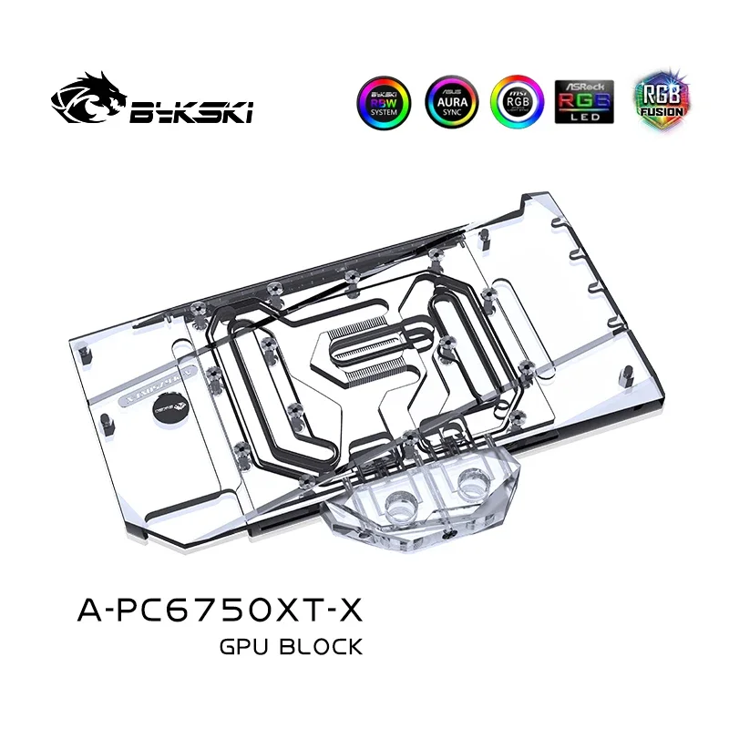 Водяной блок графического процессора Bykski для Powercolor Radeon RX6750XT красный
