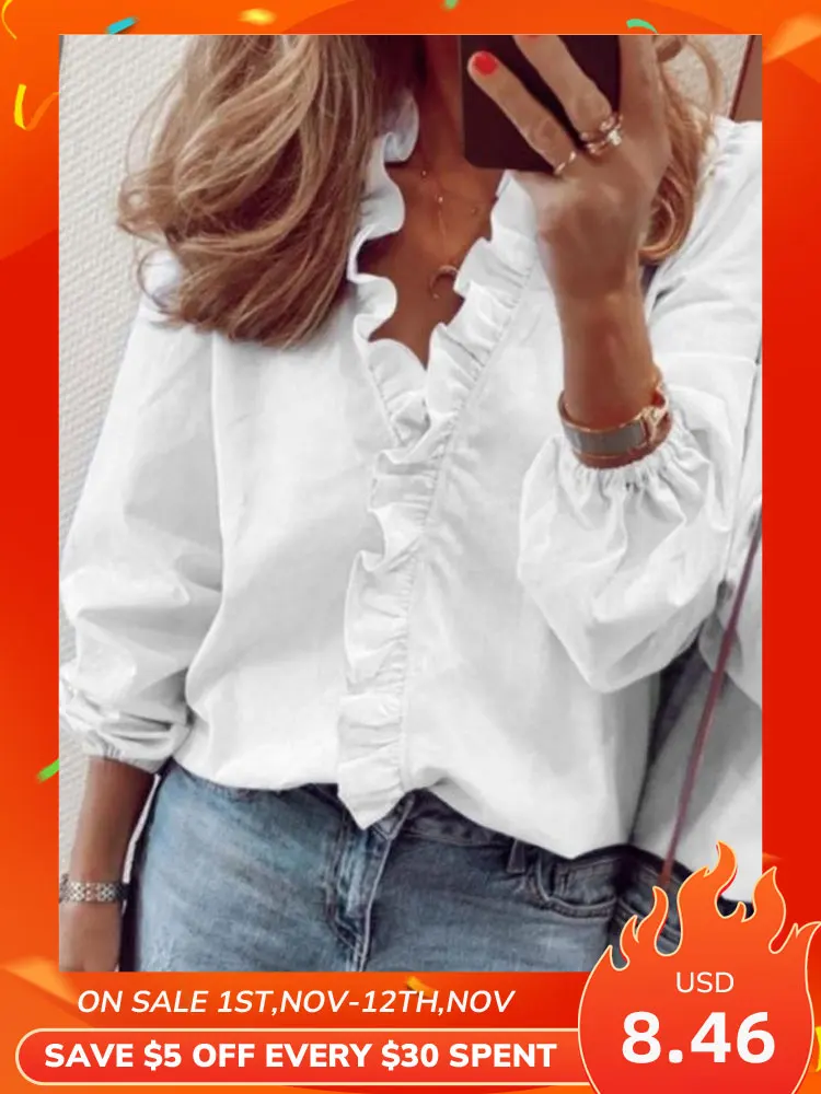 

Casual Plain Three quarter length sleeve Contrast sequin Loose Fall Spring Summer Winter Daily Shirts