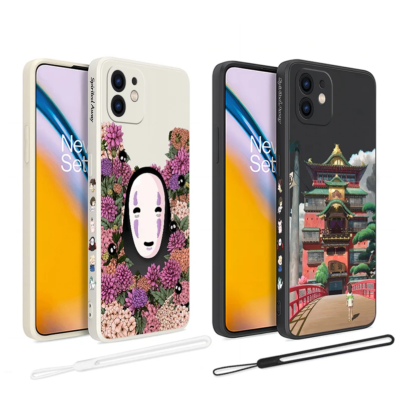 

Spirited Away Anime Phone Case For iPhone 14 13 12 11 Pro Max Mini X XR XSMAX SE20 8 7 Plus 6 6SPlus Silicone Cover with Strap