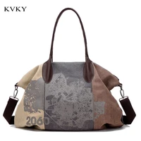 kvky brand 2022 fashion canvas bag women messenger bag handbags patchwork female tote large capacity casual women shoulder bags