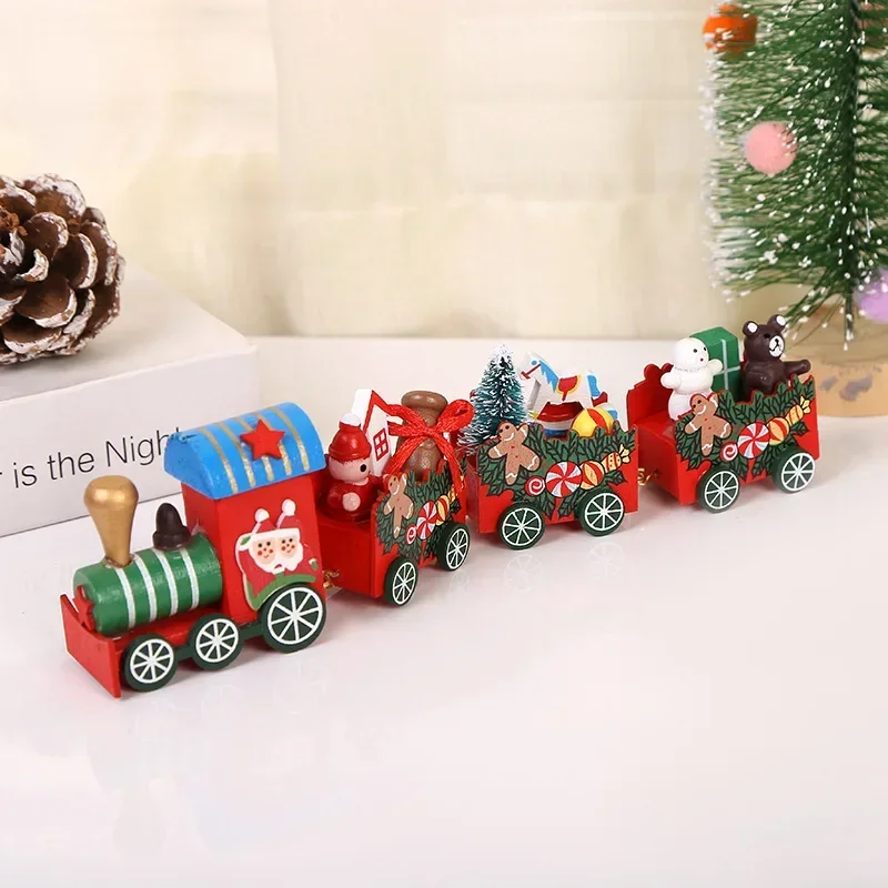 Wooden Christmas Small Train Xmas Ornaments Merry Decor For Home Happy New Year 2025 Creative Kids Naviidad Gifts Gift