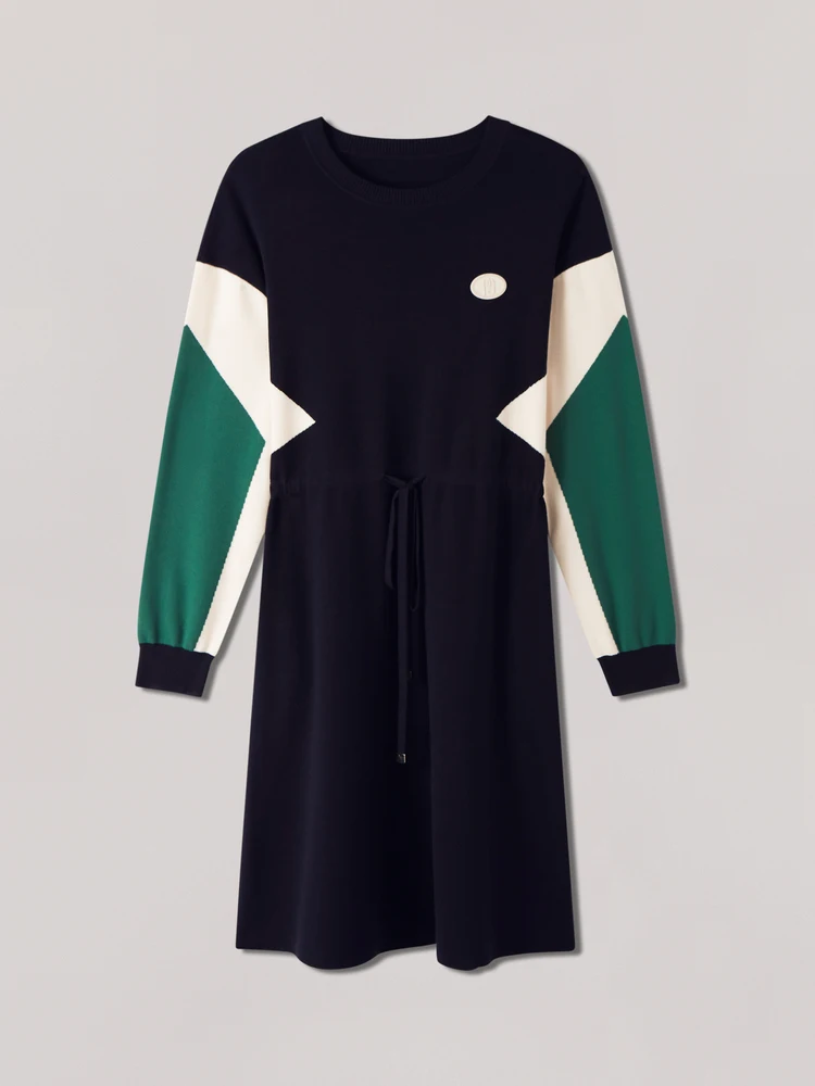 [Распреппи] Psalter Poem с круглым вырезом и шнурком элегантное платье-свитер