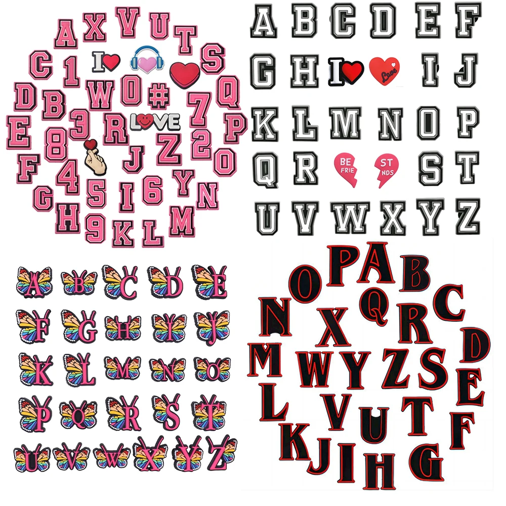 Комплект обуви 26/30/42 из ПВХ с розовыми и белыми буквами-бабочками