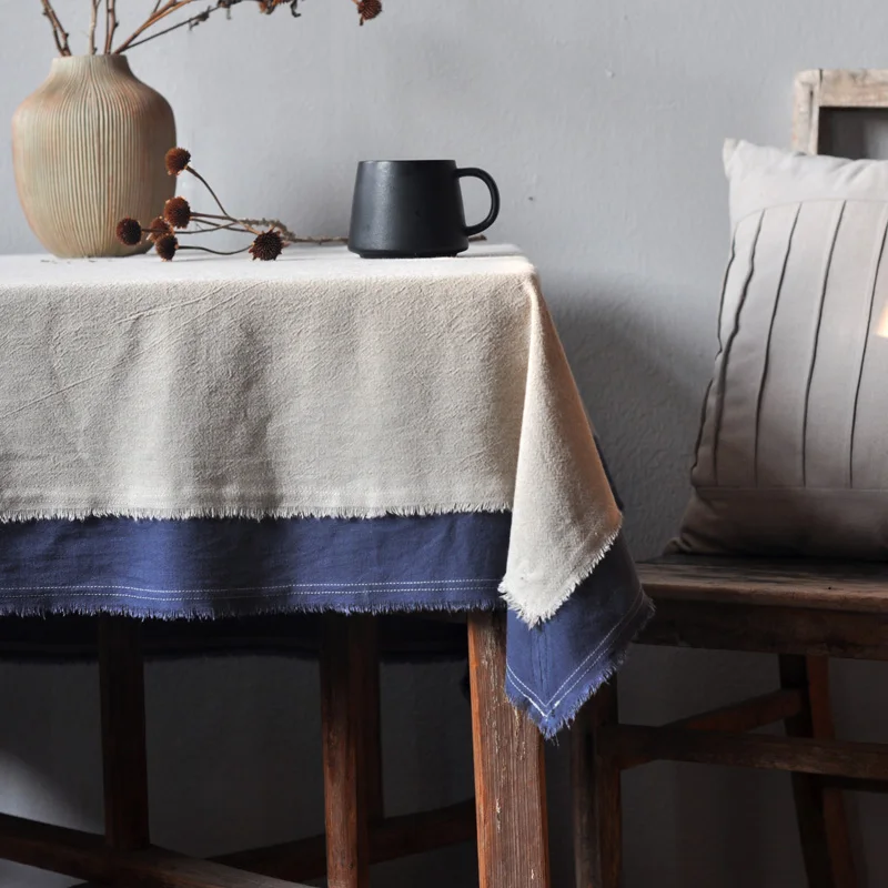 

Linen Tablecloths French Tabletop Linen Cotton Natural Fabric Rectangular Table Cloths Handcrafted for Kitchen Home Decor TJ9408
