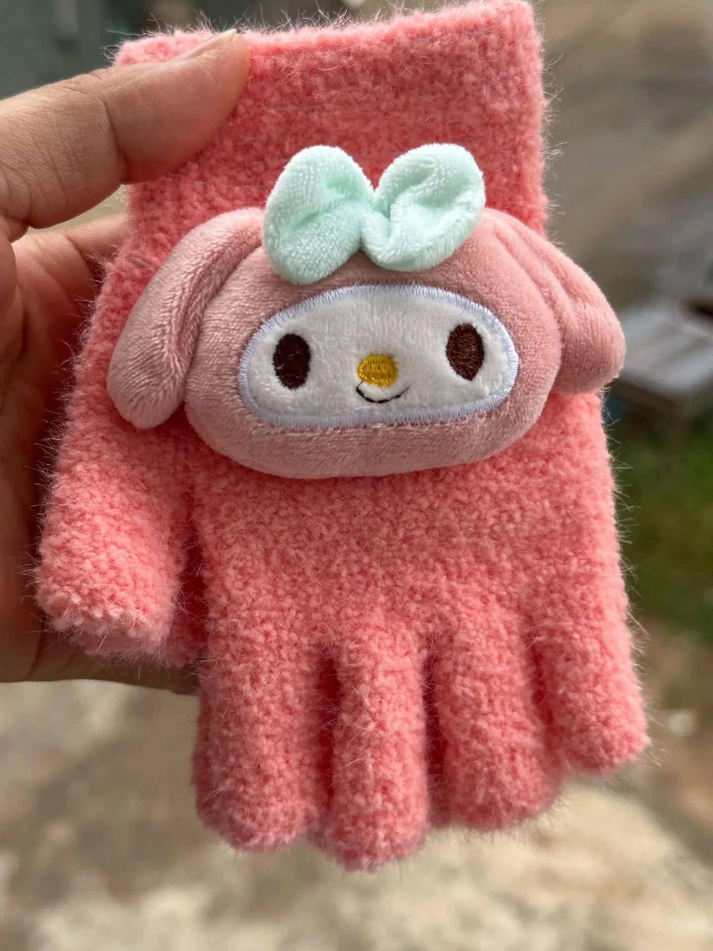 Sanrio Kuromi перчатки осень/зима теплая мелодия аниме рисунок коралловый бархат