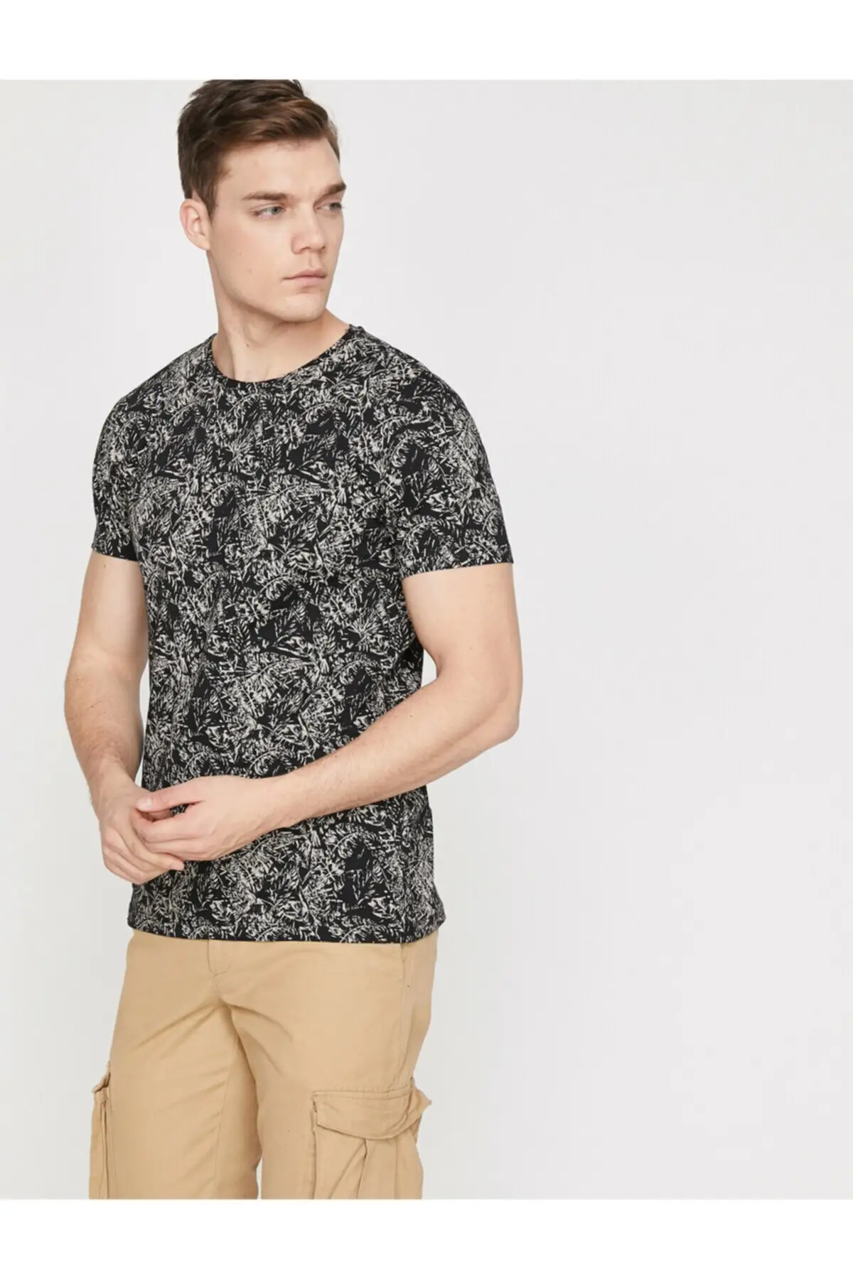 Koton мужской черный Велосипедный спорт средства ухода за кожей шеи футболка с