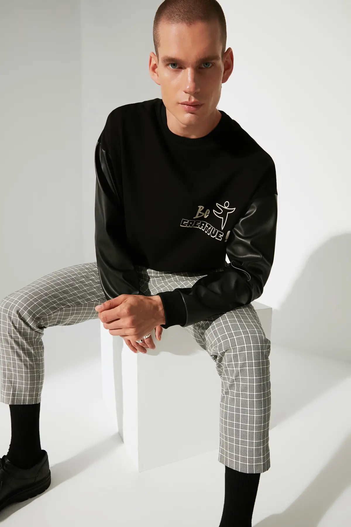 

Men's Oversize Bike Collar Printed Sweatshirts TMNAW22SW1075