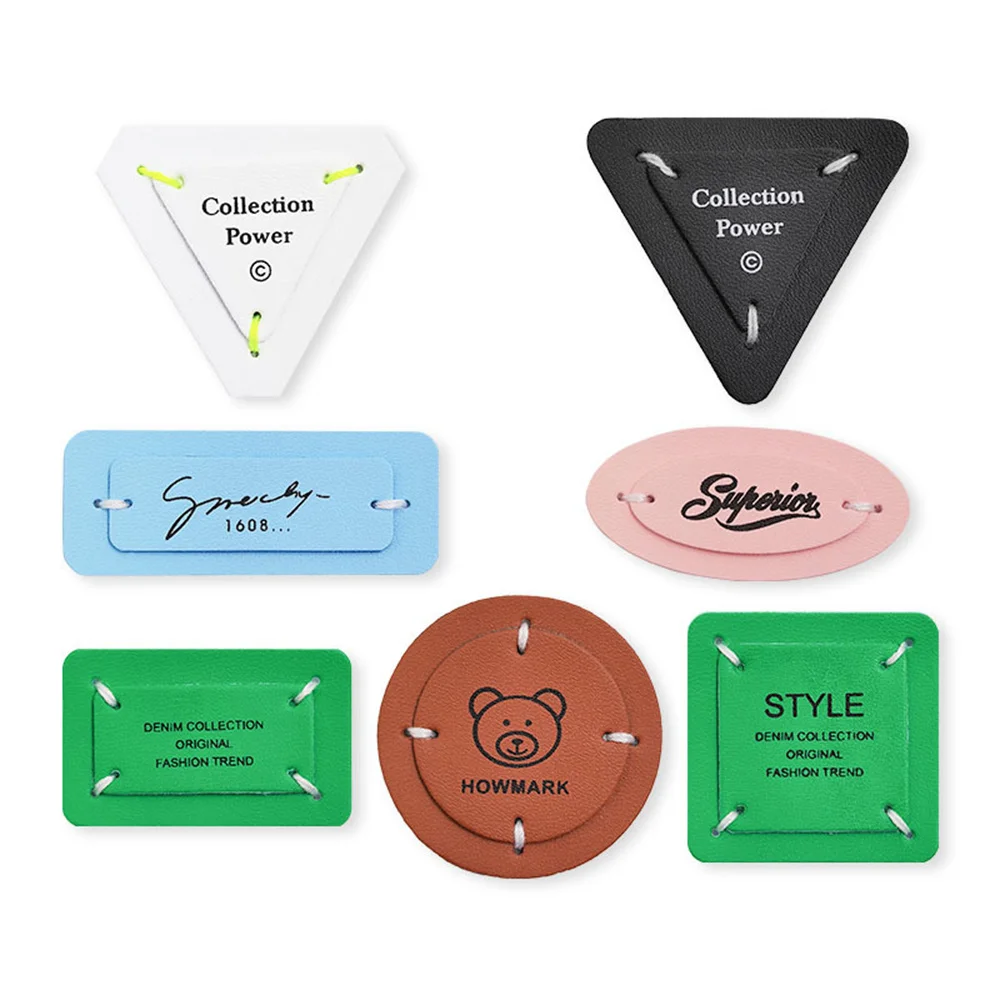 

7pcs/Lot Mixed Personalized macarone leather label cute little bear cloth paste DIY fashion decoration patch paste