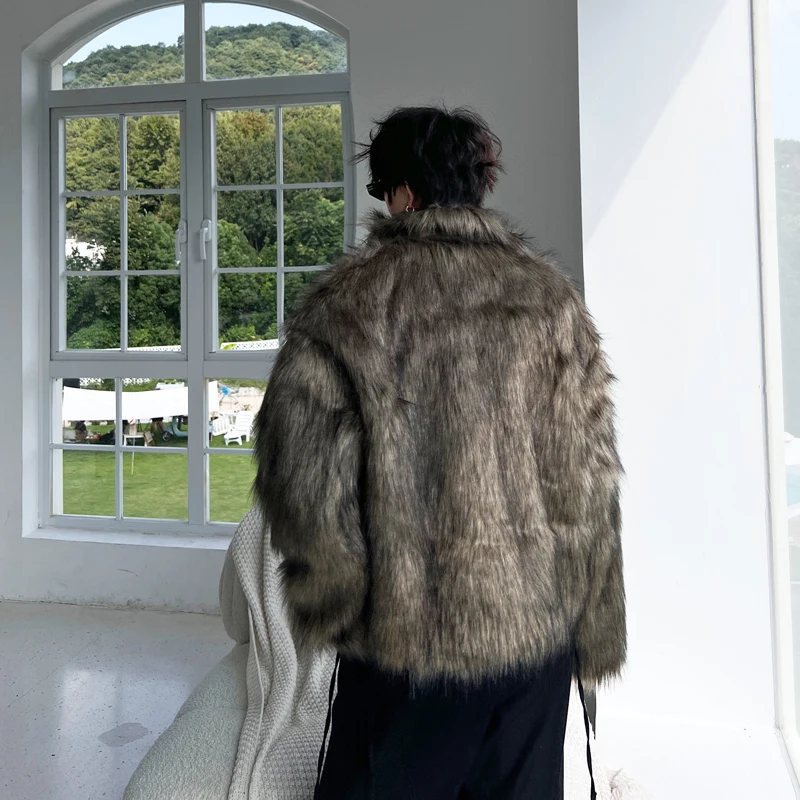 PFNW 2024 зимнее однотонное мужское пальто с планкой на пуговицах и лацканами из меха