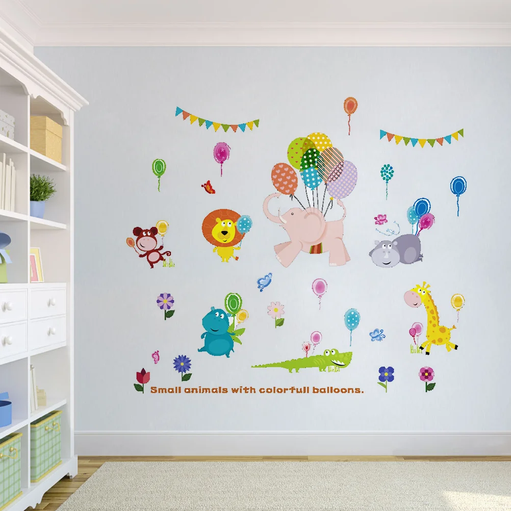 

1PC Non- DIY Peel and Stick Removable Creative Cartoon Ballon Animals Wallpaper Nursery Decal